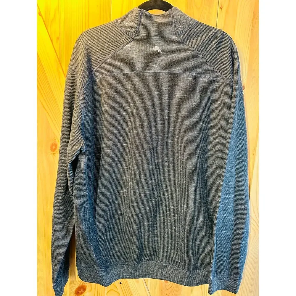 Tommy Bahama Men's Reversible Flipside 1/4 Zip Pullover Sweater Grey XL